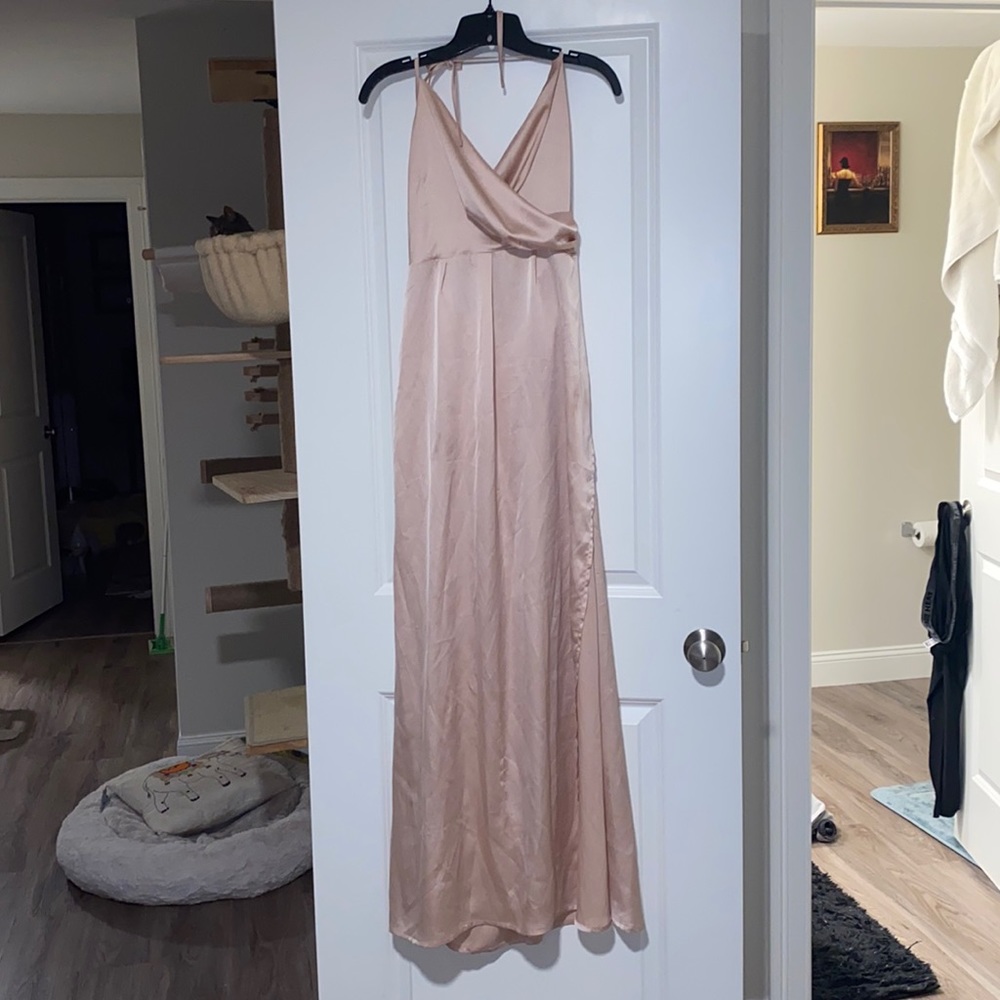 Champagne colored maxi dress